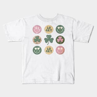 Retro St. Patrick's Day, Clover, Hearts Retro Groovy Kids T-Shirt